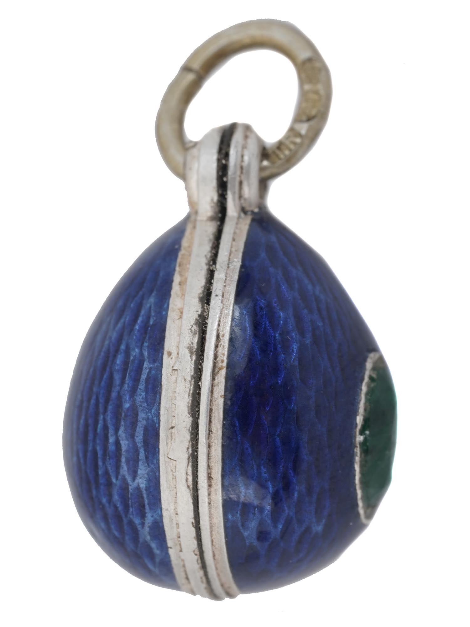 RUSSIAN SILVER ENAMEL LOCKET EASTER EGG PENDANT PIC-3